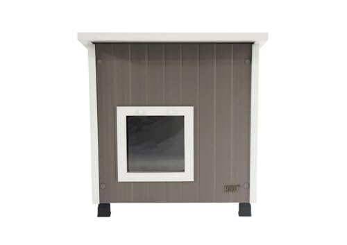 Outdoor Cat House X-Large Weather Resistant, Raised Floor, Dual Vinyl Flaps, 30% Bigger, 28" W x 20" H