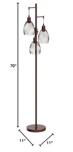 Dimmable Floor Lamp, 3 x 800LM LED Edison Bulbs Included, Farmhouse Industrial Floor Lamp Standing Lamp with Elegant Teardrop Cage Head Tall Lamp for Living Room Bedroom Office Dining Room - Brown