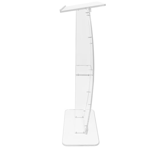 Acrylic Podium, 47" Clear Acrylic Podium Stand with Wide Reading Surface & Storage Shelf, Floor-Standing Clear Pulpits Acrylic for Church Office School