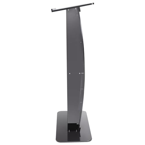 Acrylic Podium, 47" Acrylic Podium Stand with Wide Reading Surface & Storage Shelf, Floor-Standing Clear Pulpits Acrylic for Church Office School, Black