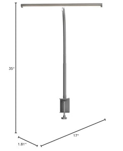 LED Desk Lamp for Office Home, Eye-Caring Desk Light with Stepless Dimming Adjustable Flexible Gooseneck, 10W USB Adapter Desk Lamp with Clamp for Reading, Study, Workbench (Grey)