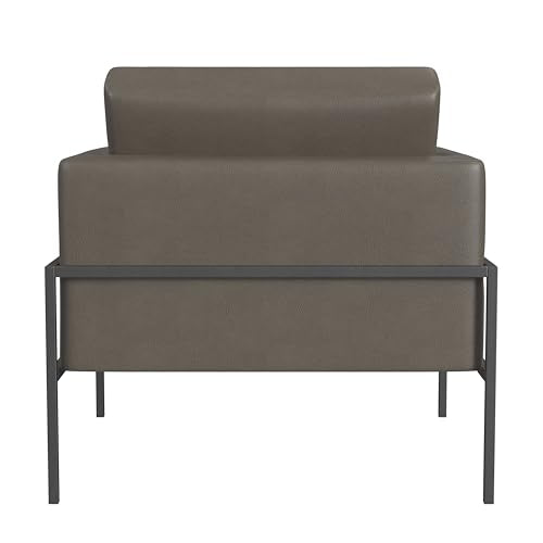 Modern Metal Frame Accent Chair| Home Décor|Accent Chairs for Living Room & Bedroom - Pewter Gray Faux Leather