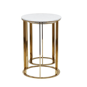 Metal Side End Accent Table End Table with Marble Top, Set of 2 Side Table 24