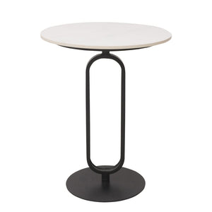 Side Table with Marble Top Metal Pub Bar Round Table Modern Sofa Side End Table Coffee Tray Side Desk for Couch Living Room Bedroom