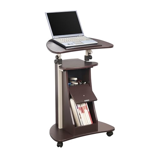 Sit-to-Stand Rolling Adjustable Storage Medical Laptop Computer Cart, Chocolate, B005