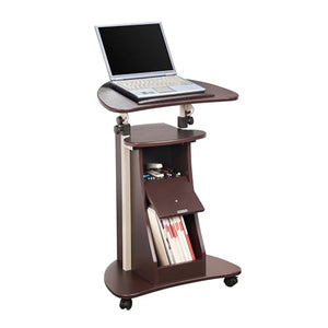 Sit-to-Stand Rolling Adjustable Storage Medical Laptop Computer Cart, Chocolate, B005