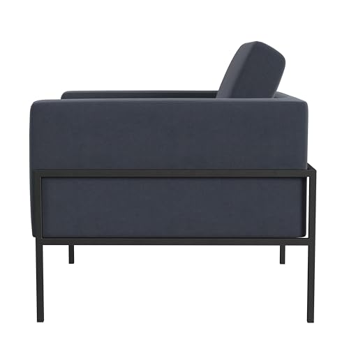 Modern Metal Frame Accent Chair| Home Décor|Accent Chairs for Living Room & Bedroom - Steel Blue Velvet
