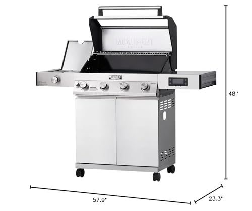 Denali 405 4-Burner Liquid Propane Gas Smart bbq Grill Stainless Steel with Rotisserie Kit(2 items)
