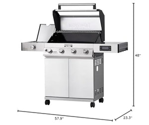 Denali 405 4-Burner Liquid Propane Gas Smart bbq Grill Stainless Steel with Rotisserie Kit(2 items)