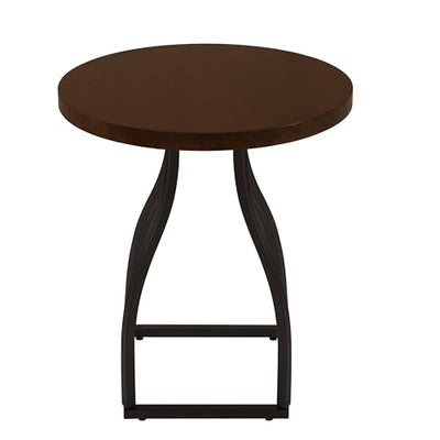 Round Accent Table with Metal Base - Brown