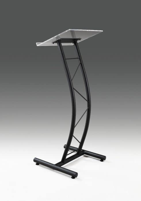 Curved Metal Lectern with Acrylic Top, Stainless Steel Lectern Body and Clear Acrylic Top - Striking and Elegant for All Spaces