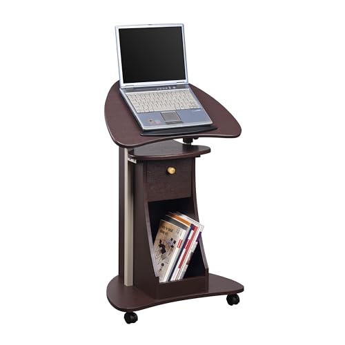 Sit-to-Stand Rolling Adjustable Storage Medical Laptop Computer Cart, Chocolate, B005