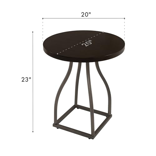 Round Accent Table with Metal Base - Umber Brown