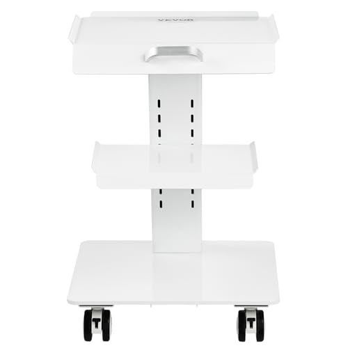 Trolley Cart with Swivel Wheels, 3-Layer Mobile Esthetician Cart, Steel Metal Rolling Tray for Lab, Clinic, Beauty and Salon, 220 lbs Weight Capacity