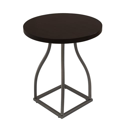 Round Accent Table with Metal Base - Umber Brown