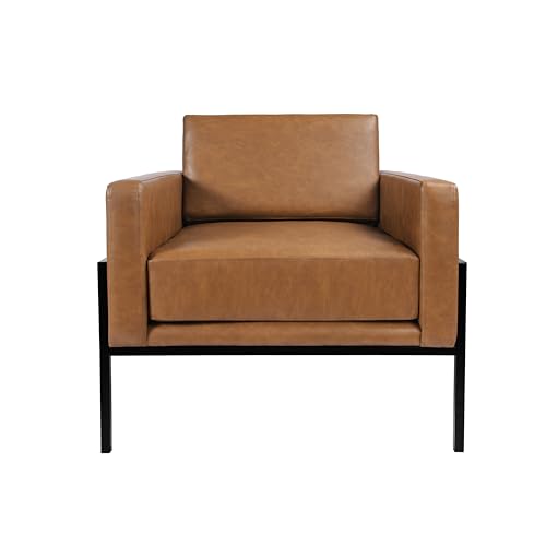 Modern Metal Frame Accent Chair| Home Décor|Accent Chairs for Living Room & Bedroom - Carmel Faux Leather
