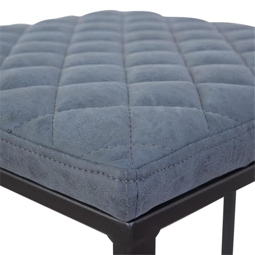 Counter Height Bar Stool, Modern Backless Bar Stool for Kitchen Island & Home Bar, Faux Leather Upholstered Seat with Metal Frame, Industrial Style Counter Stool, Blue