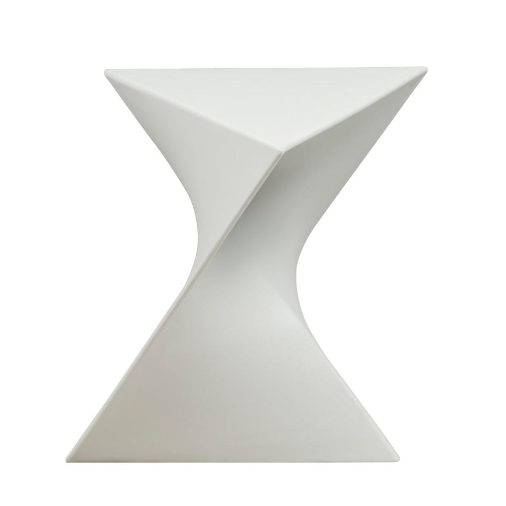 15.75" Triangular Side Table, Stackable Plastic Accent End Table for Indoor & Outdoor Use, Weather-Resistant Modern Patio & Living Room Table, Set of 4, White