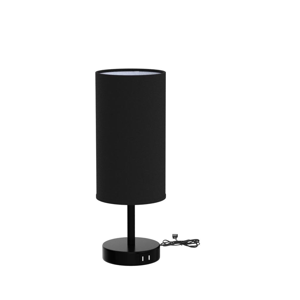 Bedside Lamp with USB Port - Touch Control Table Lamp for Bedroom 3 Way Dimmable Nightstand Lamp with Round Black Fabric Shade for Living Room, Dorm, Home Office (LED Bulb Included)