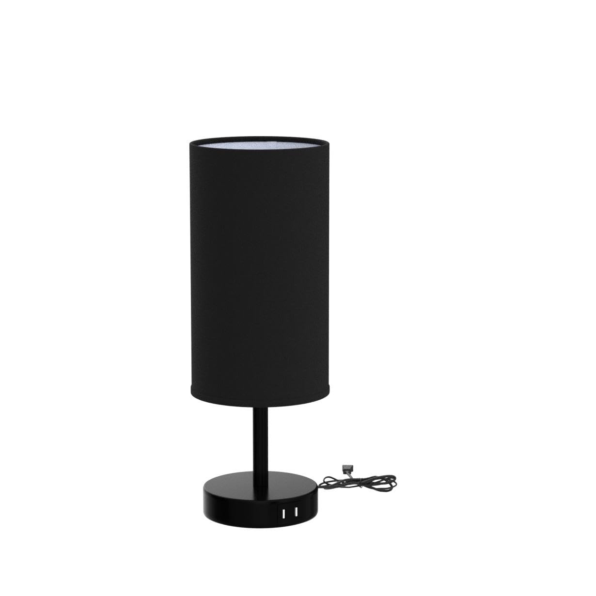 Bedside Lamp with USB Port - Touch Control Table Lamp for Bedroom 3 Way Dimmable Nightstand Lamp with Round Black Fabric Shade for Living Room, Dorm, Home Office (LED Bulb Included)