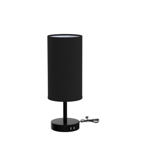 Bedside Lamp with USB Port - Touch Control Table Lamp for Bedroom 3 Way Dimmable Nightstand Lamp with Round Black Fabric Shade for Living Room, Dorm, Home Office (LED Bulb Included)