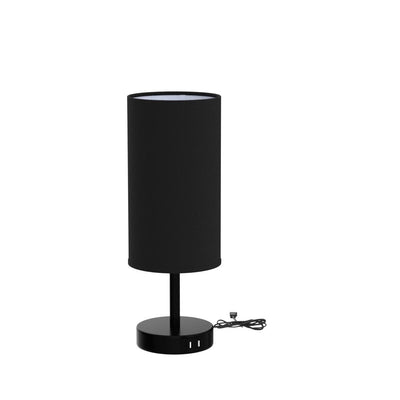 Bedside Lamp with USB Port - Touch Control Table Lamp for Bedroom 3 Way Dimmable Nightstand Lamp with Round Black Fabric Shade for Living Room, Dorm, Home Office (LED Bulb Included)