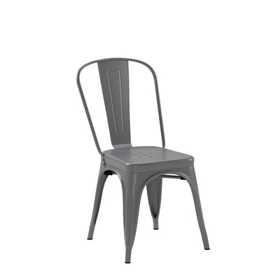 Metal Dining Chairs, Easy to Assemble, Indoor/Outdoor, Stackable, 330-Pound Capacity, Dark Gray, 4-Pack, 20.1 x 17.1 x 33.5 inches