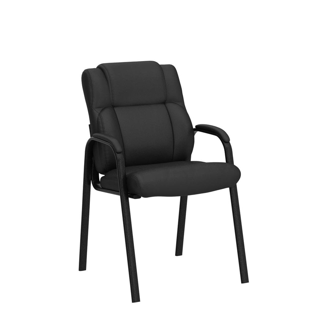 2 Pack, Leather Guest Chair with Padded Arm Rest for Reception Meeting Conference and Waiting Room Side Office Home Black