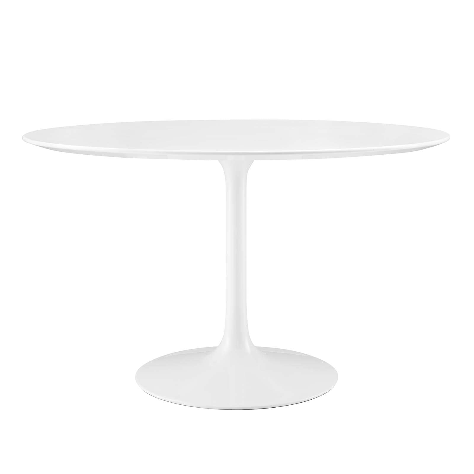 47" Mid-Century Modern Dining Table with Round Top and Pedestal Base in White