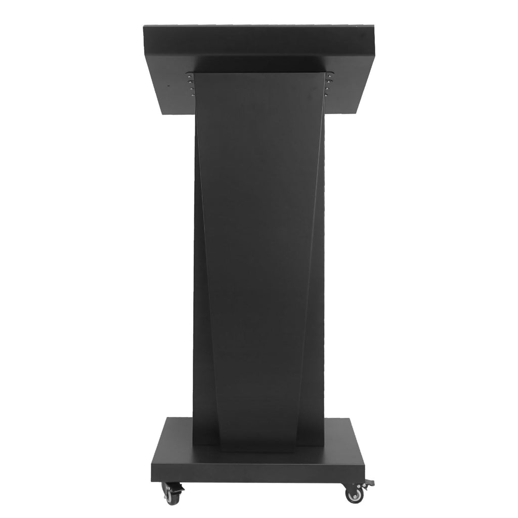 Podium Stand with 4 Locking Wheels, Lecterns & Podiums for Church School Office Conference Home, Heavy Duty Metal, Large Storage Area, Slant Desktop, 50.4" H
