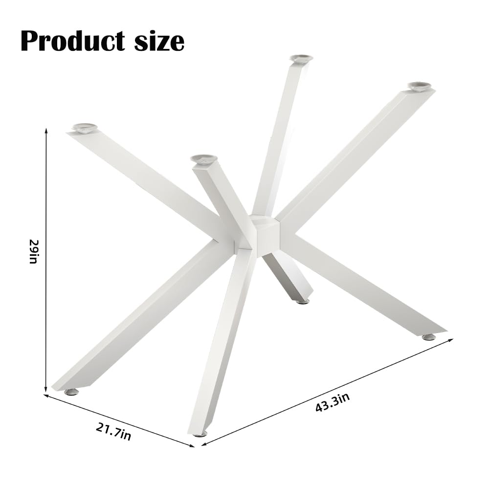 Modern Table Base 29" Metal Dining Table Legs with Suction Cups, Desk Base for Marble,Glass,Wood Top, Furniture Legs for Coffee Table, Home,Kitchen, Office (White)