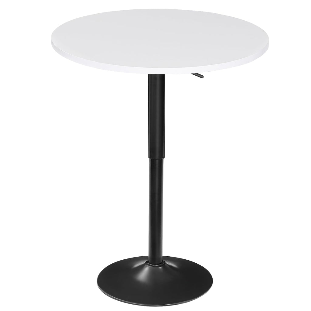 Bar Table, Height-Adjustable Round Pub Table 27-35.4 Inches with Sturdy Base, Modern Style, Easy to Assemble, Suitable for Small Space, White
