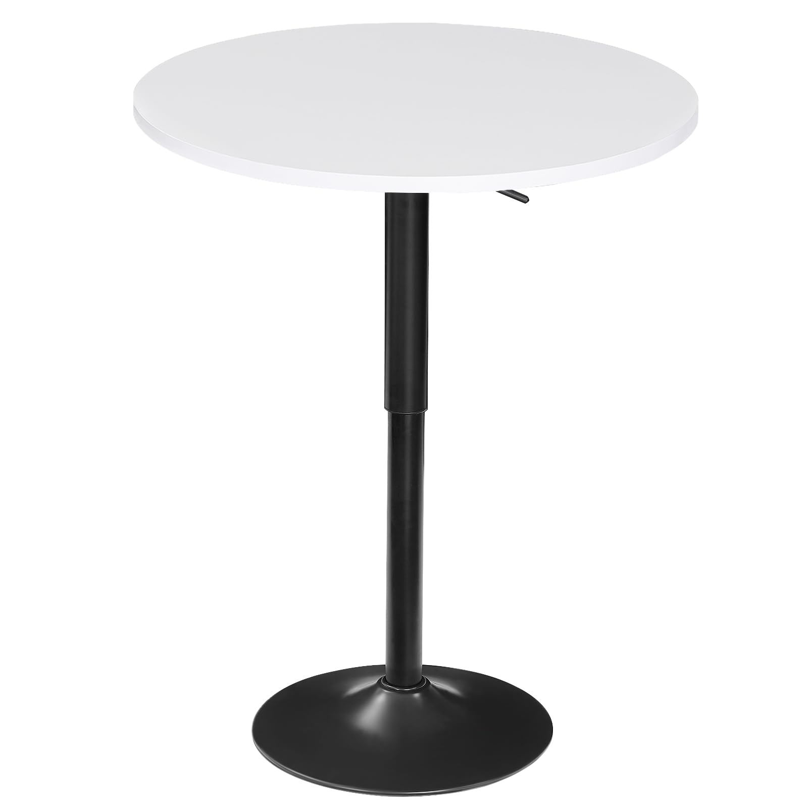 Bar Table, Height-Adjustable Round Pub Table 27-35.4 Inches with Sturdy Base, Modern Style, Easy to Assemble, Suitable for Small Space, White