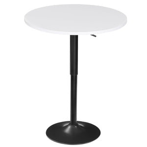 Bar Table, Height-Adjustable Round Pub Table 27-35.4 Inches with Sturdy Base, Modern Style, Easy to Assemble, Suitable for Small Space, White