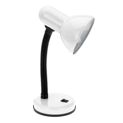 Basic Metal Desk Lamp with Flexible Hose Neck for Office, Living Room, Bedroom, College Dorm, Bookshelf, White (Pack of 1)