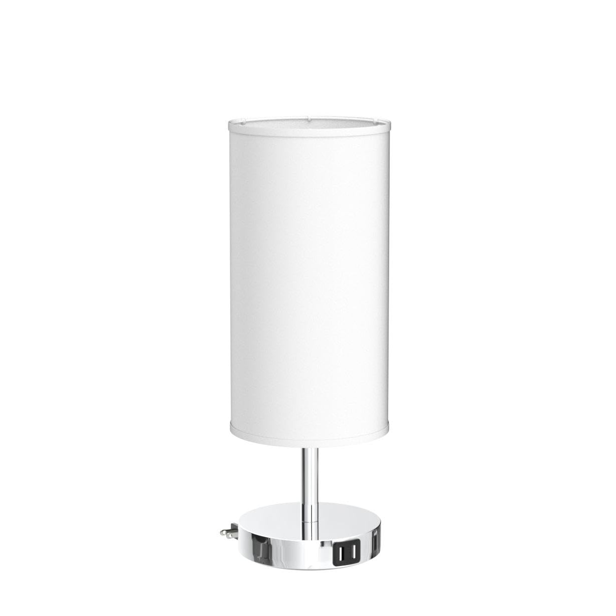 Bedside Lamp with USB Port - Touch Control Table Lamp for Bedroom 3 Way Dimmable Nightstand Lamp with Round White Fabric Shade for Living Room, Dorm, Home Office (LED Bulb Included)
