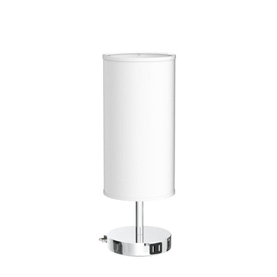 Bedside Lamp with USB Port - Touch Control Table Lamp for Bedroom 3 Way Dimmable Nightstand Lamp with Round White Fabric Shade for Living Room, Dorm, Home Office (LED Bulb Included)