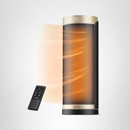 Space Heater, 1500W Electric Heaters for Indoor Use with Thermostat, 70° Oscillation, 8 Safety Protections, 5 Modes, Remote, 12H Timer, Quiet Portable Heater for Office, Bedroom, Large Room