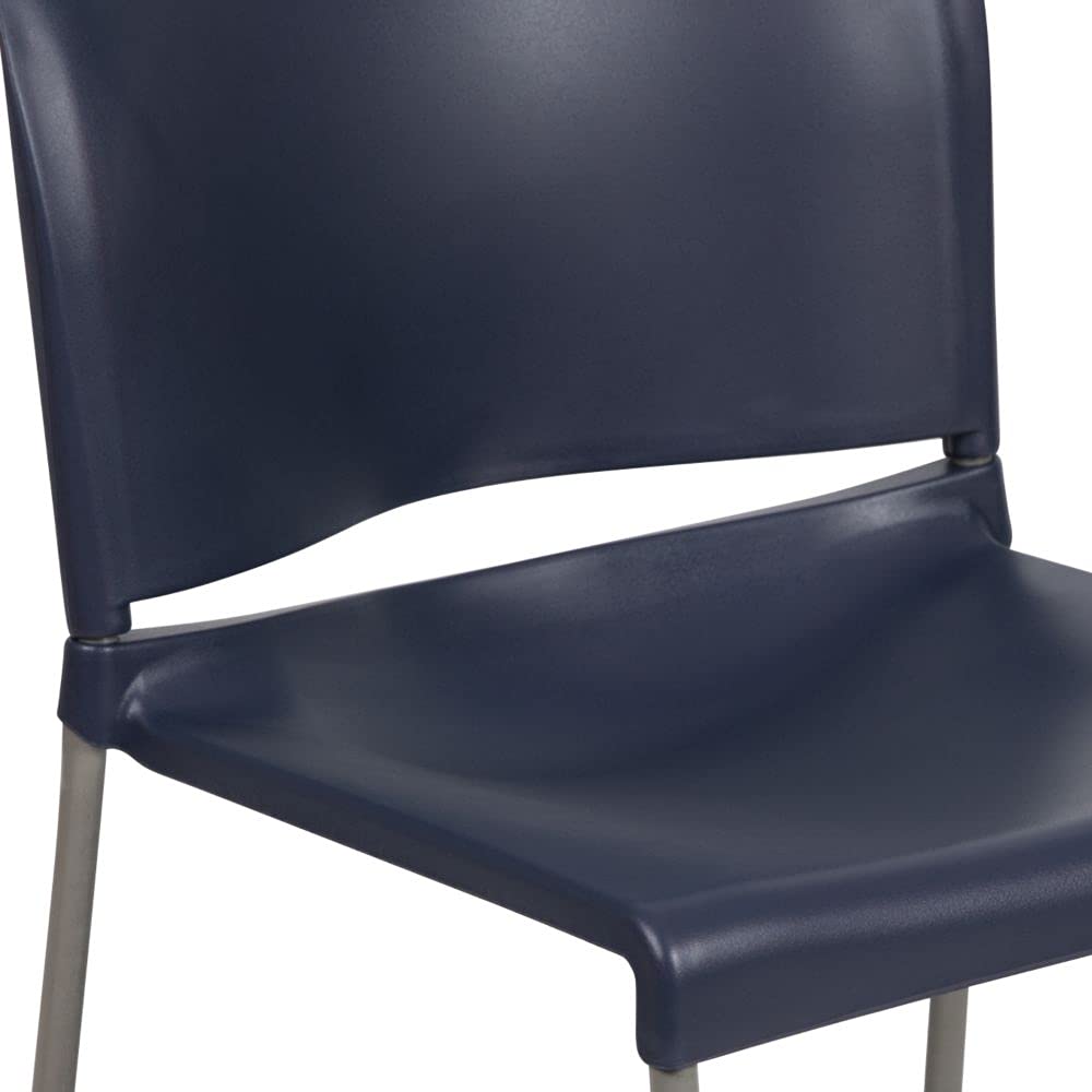 HERCULES Series 880 lb. Capacity Navy Full Back Contoured Stack Chair with Gray Powder Coated Sled Base
