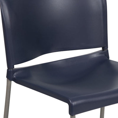 HERCULES Series 880 lb. Capacity Navy Full Back Contoured Stack Chair with Gray Powder Coated Sled Base