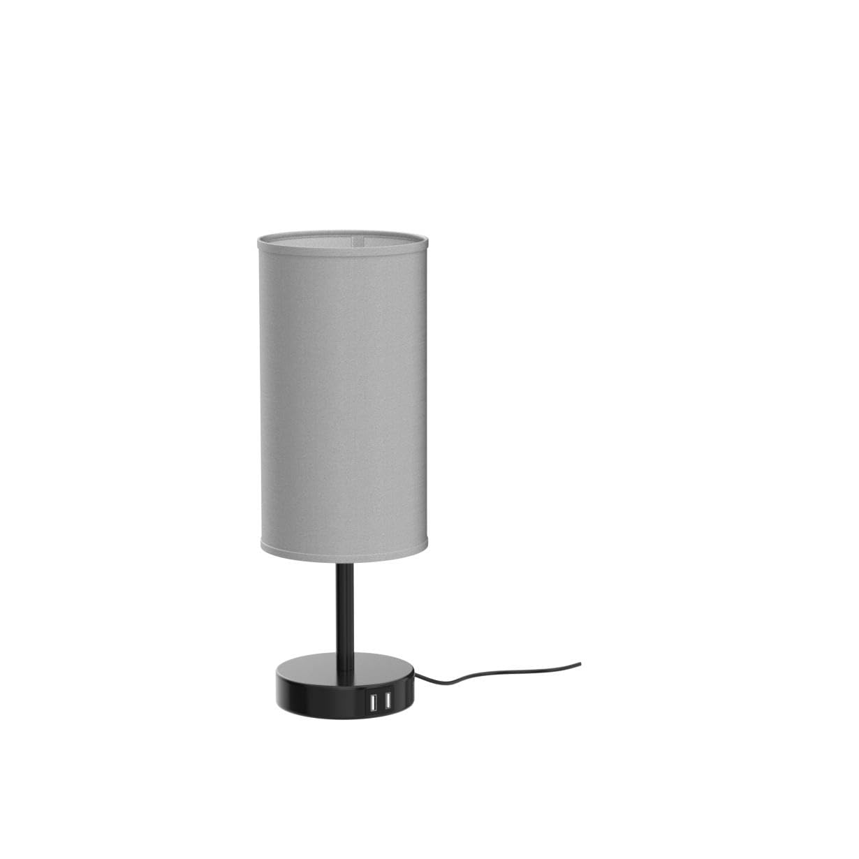 Desk Lamp with USB Port - Touch Control Table Lamp for Bedroom 3 Way Dimmable Nightstand Lamp with Round Grey Fabric Shade for Living Room, Dorm, Home Office (LED Bulb Included)