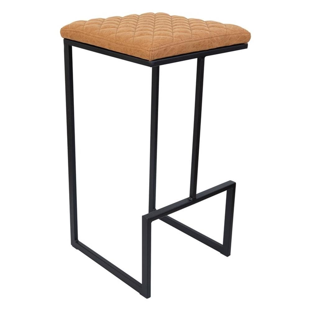 Counter Height Bar Stool, Modern Backless Bar Stool for Kitchen Island & Home Bar, Faux Leather Upholstered Seat with Metal Frame, Industrial Style Counter Stool, Brown