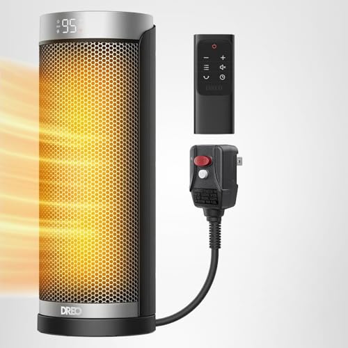 Space Heater for Bathroom and Indoor, 70°Oscillating, 5 Modes, Remote for Home Bedroom, 12H Timer, with ALCI Safety Plug