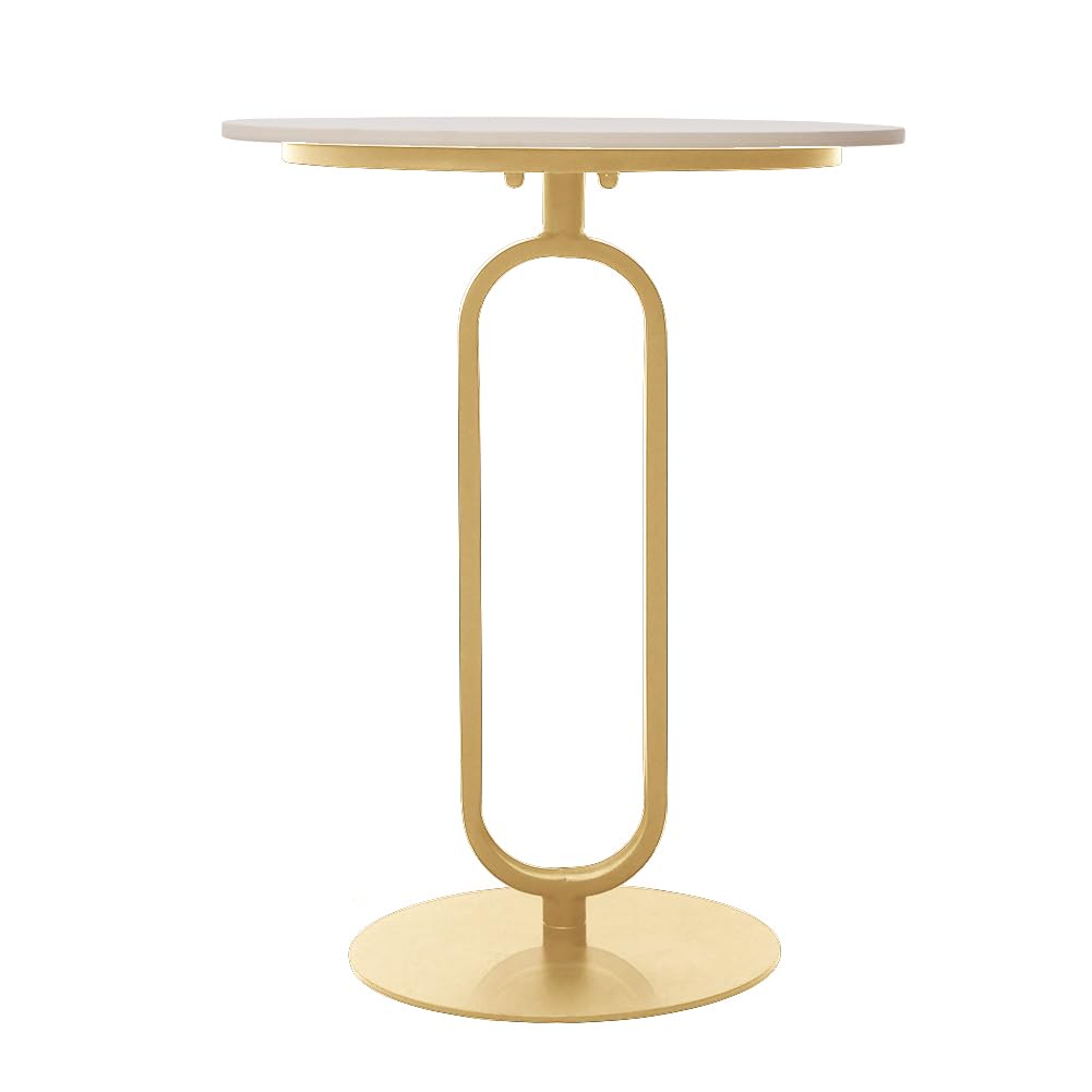 Side Table with Marble Top Metal Pub Bar Round Table Modern Sofa Side End Table Coffee Tray Side Desk for Couch Living Room Bedroom Gold