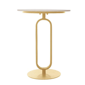 Side Table with Marble Top Metal Pub Bar Round Table Modern Sofa Side End Table Coffee Tray Side Desk for Couch Living Room Bedroom Gold