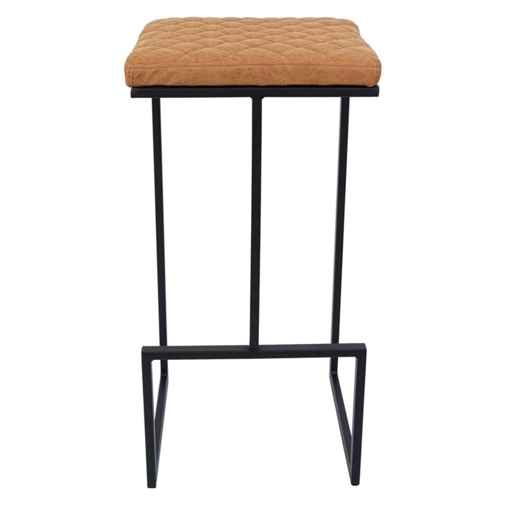 Counter Height Bar Stool, Modern Backless Bar Stool for Kitchen Island & Home Bar, Faux Leather Upholstered Seat with Metal Frame, Industrial Style Counter Stool, Brown