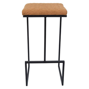 Counter Height Bar Stool, Modern Backless Bar Stool for Kitchen Island & Home Bar, Faux Leather Upholstered Seat with Metal Frame, Industrial Style Counter Stool, Brown
