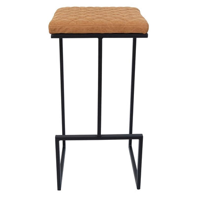 Counter Height Bar Stool, Modern Backless Bar Stool for Kitchen Island & Home Bar, Faux Leather Upholstered Seat with Metal Frame, Industrial Style Counter Stool, Brown