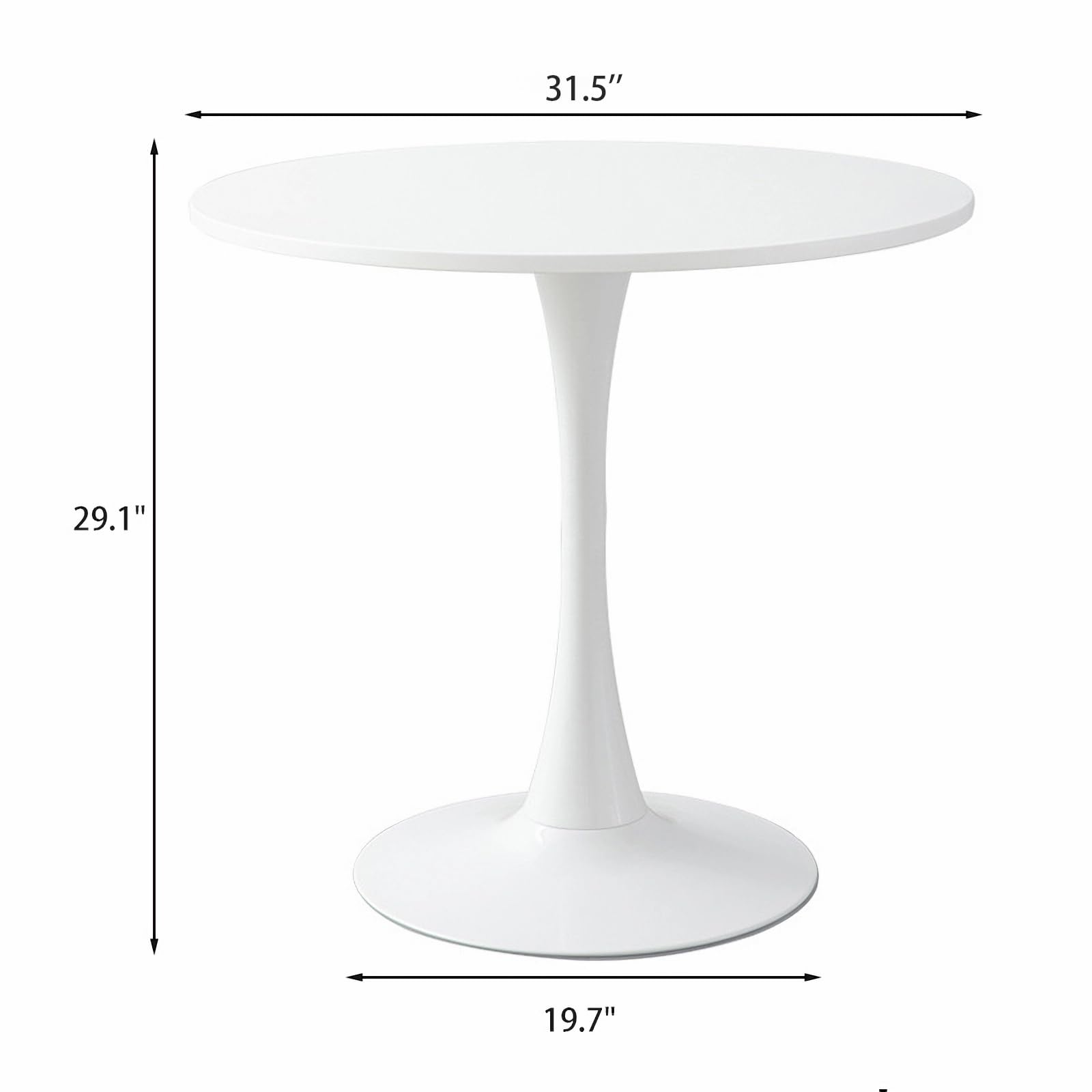 31.5" Tulip Table for 2-4 Persons Modern Round Dining Room Table, Mid-Century Modern White Small Kitchen Table with MDF Wooden Top, Leisure Coffee Table for Living Room, Dining Room, Office