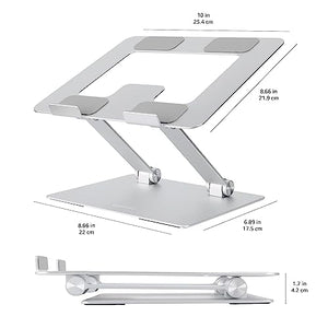 Sturdy and Portable Ergonomic Laptop Stand for Desk, Adjustable Riser, Fits all Laptops and Notebooks up to 17.3 Inch, Silver, 10 x 8.7 x 6 in